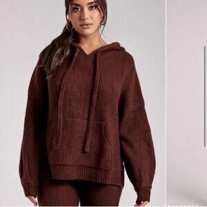 Y2K Meshki Hannah Moose Sweater Womens Size M Ribbed Hoodie Knitwear Oversized